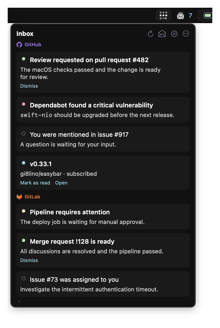 EasyBar native inbox