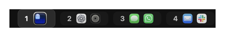 EasyBar Spaces widget with workspace labels